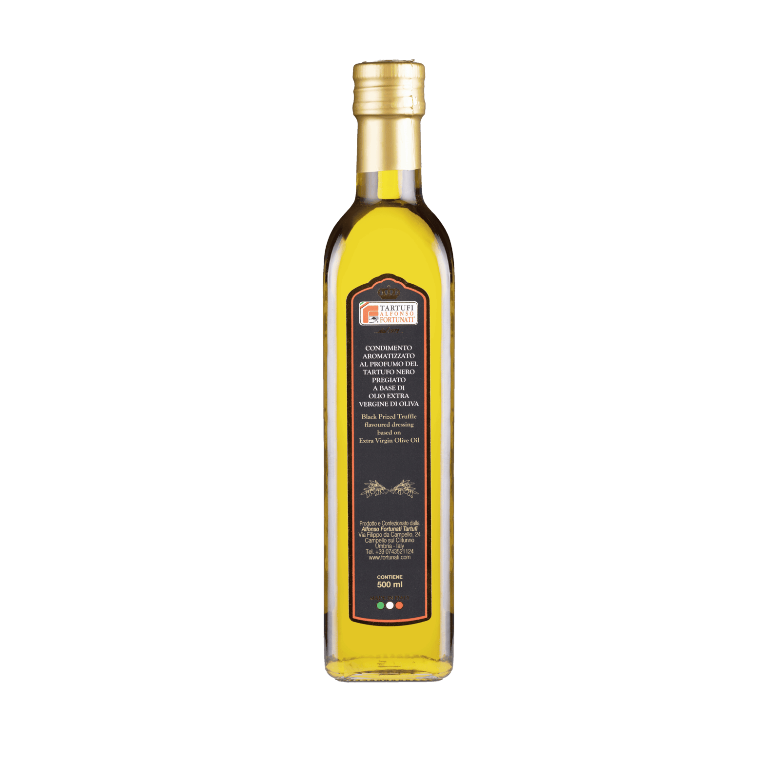 Extra vergine olijfolie met zwarte truffel smaak